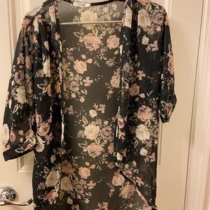 Black Flower Kimono